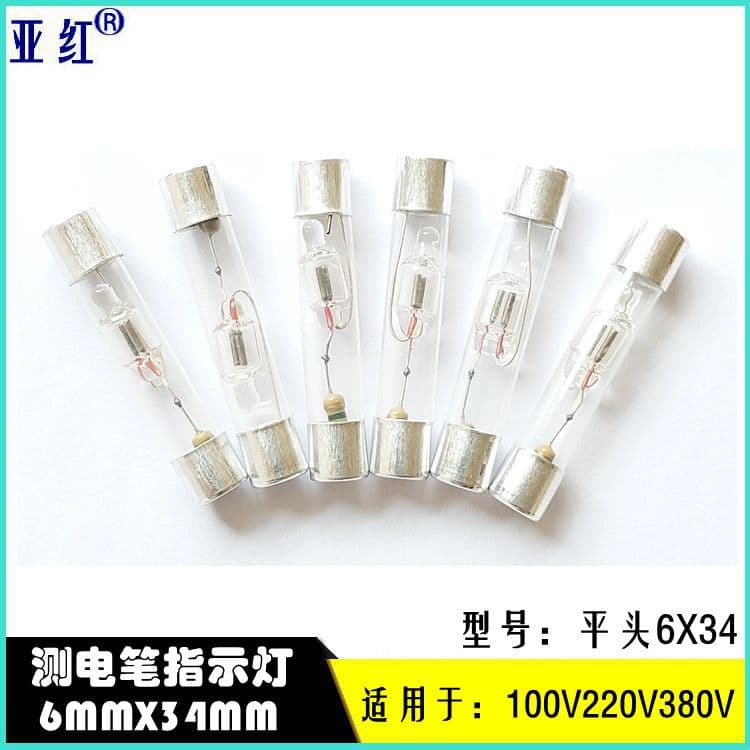 【6X34】High-brightness neon indicator light for 220V circuit testing pen