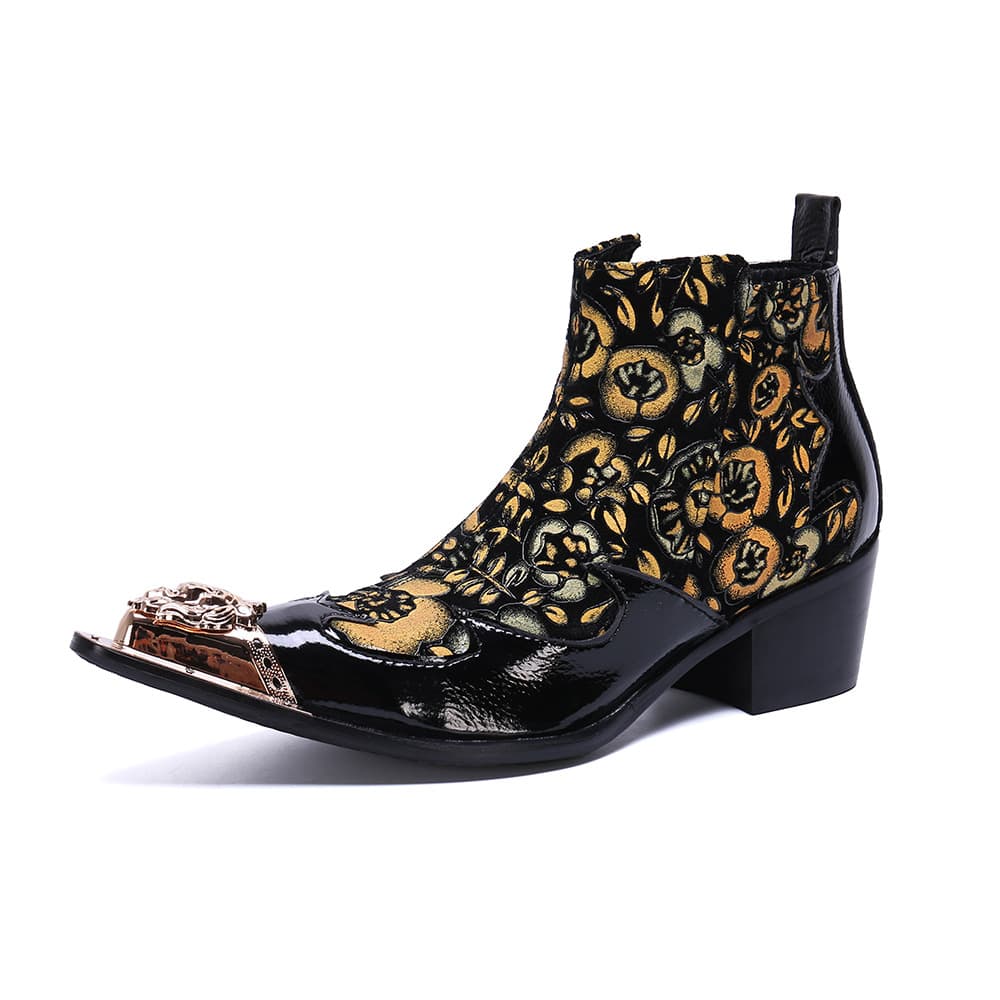 Trendy men's shoes, retro British style Chelsea boots, fashionable European and American style cowboy boots, pointed toe short boots, leather boots