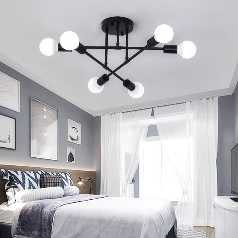 Nordic chandelier living room simple modern bedroom lighting retro creative home multi-head American iron lamps wholesale