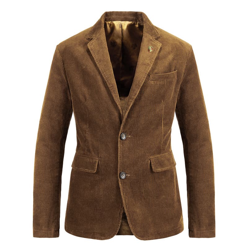 58179 Spring/Autumn New Corduroy Suit Retro Casual Notched Lapel Jacket Men's Solid Color Suit