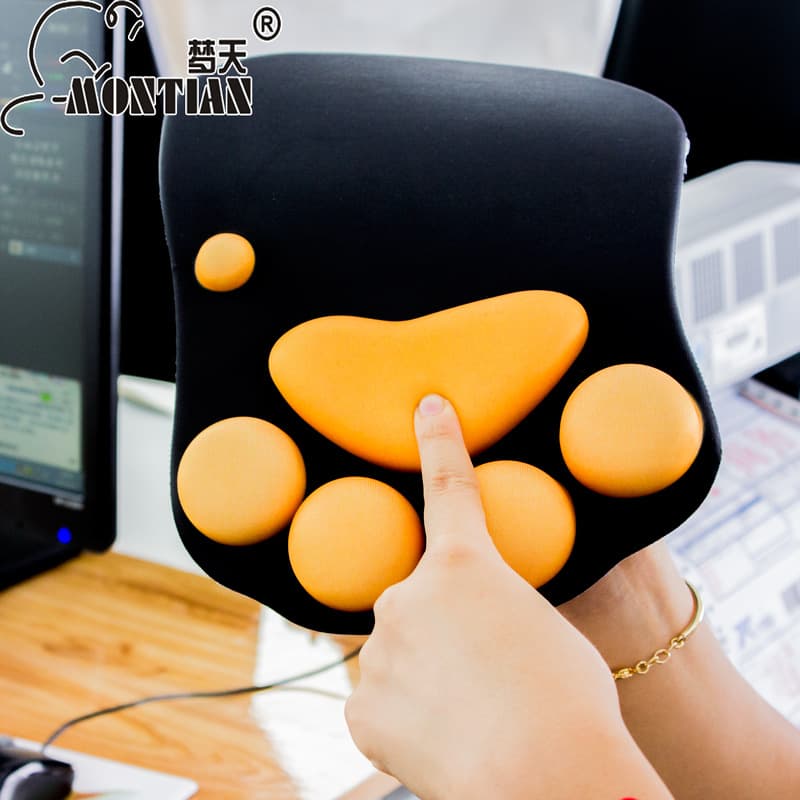 Cute Cat Paw Office Silicone Wrist Rest Mouse Pad Cartoon Unique 3D Design For Computers Laptops