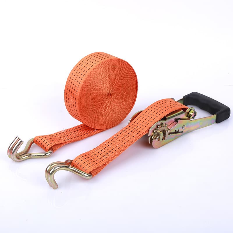 Bundler Orange Double Hook Ratchet Tie-Down Strap Cargo Tightener for Trucks