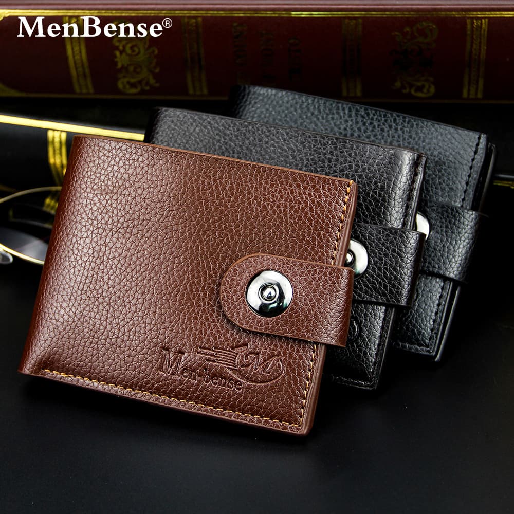 Men's Short Wallet with Magnetic Buckle, Fashionable Billfold with SIM Card Slot, Wholesale Source