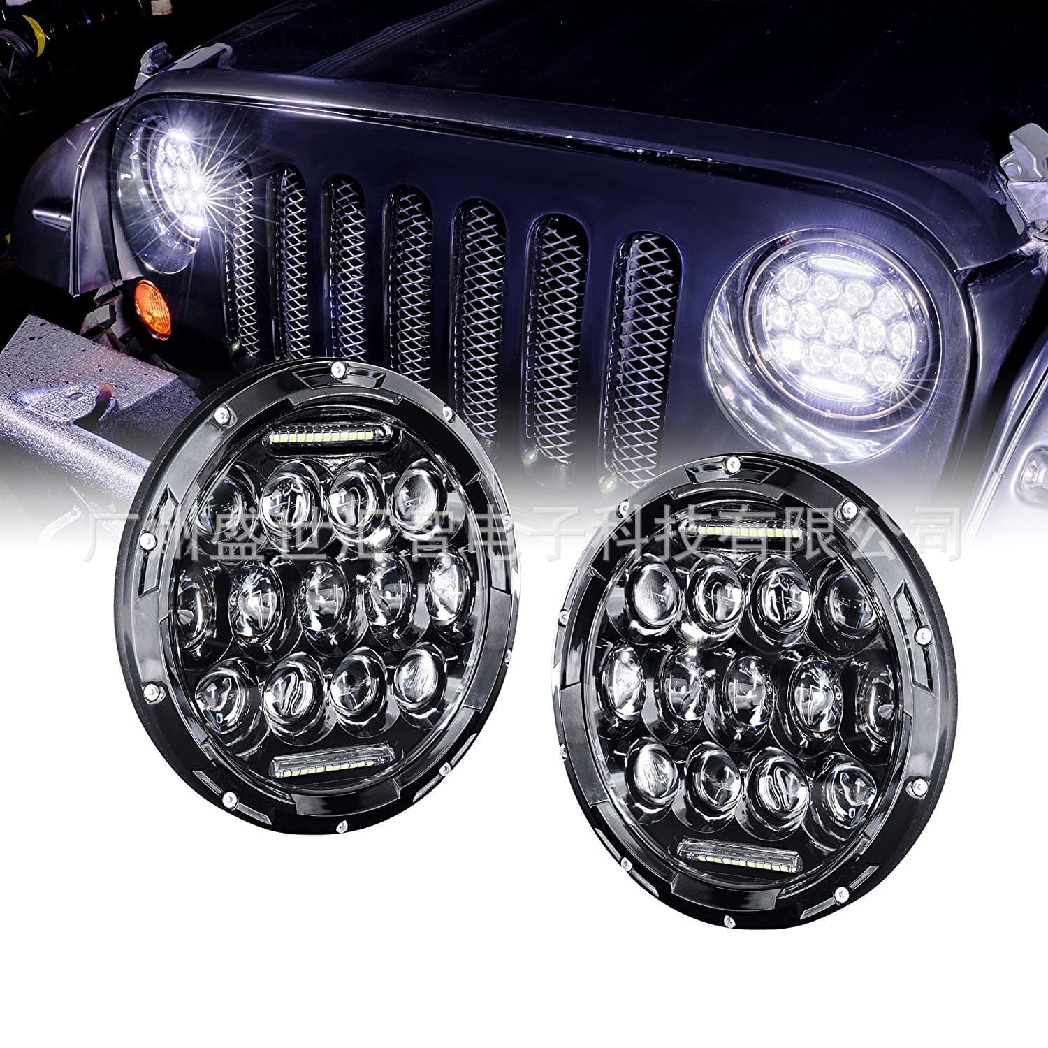 Suitable for Motorcycle Modified Headlight 7inch Wrangler Headlight Jeep Headlight 75W LED Car Light