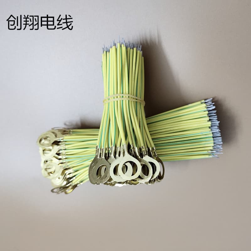 Factory Direct Supply Two-Color Ground Wire Lug Copper Wire Yellow-Green Grounding Wire Ground Wire 0.3