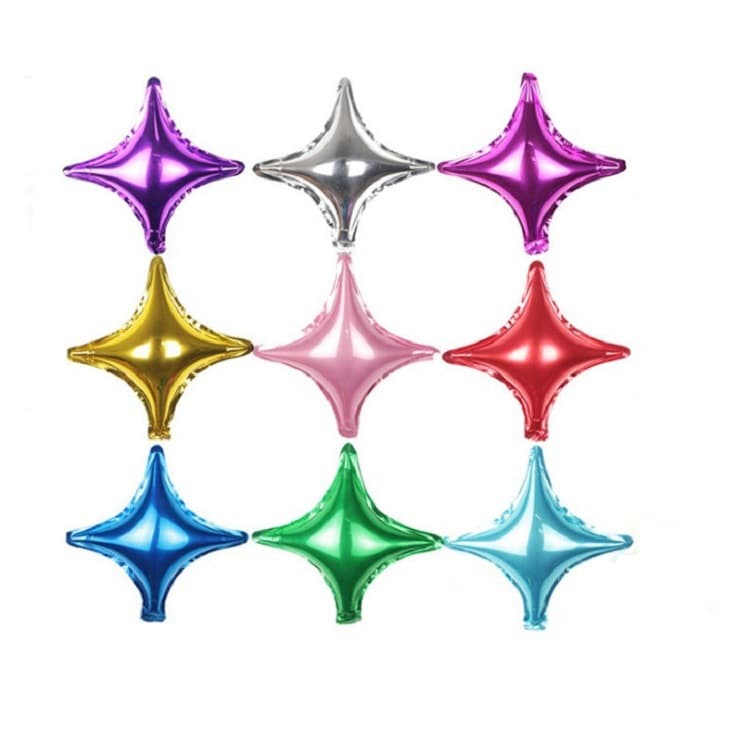 10-Inch Small Four-Pointed Star Foil Balloon 24-Inch Four-Pointed Star Balloon Birthday Party Decoration