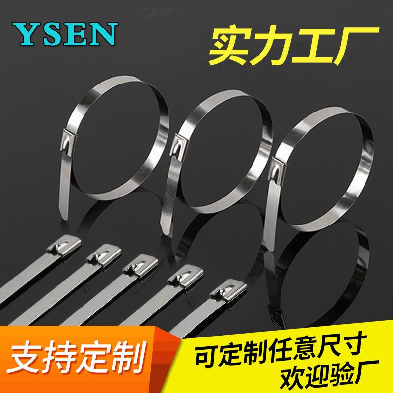 Wholesale 201 Stainless Steel Cable Ties 4.6~19mm, Self-Locking Ball-Type Metal Marine Hose Clamps