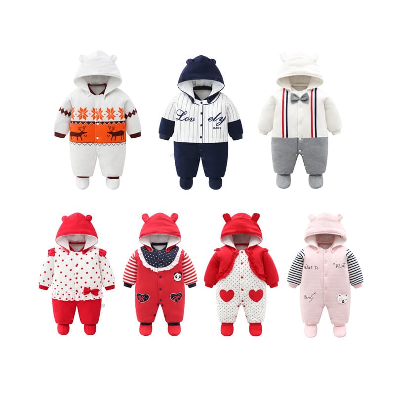 Baby Onesie Thickened Winter Cotton Padded Jumpsuit for Newborns, Warm Outwear for Autumn and Winter