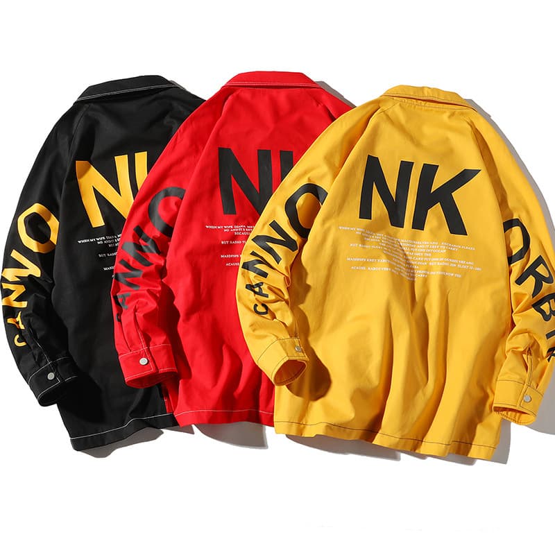 DS Men's Clothing | Ins Fashion Hong Kong Style Japanese Casual Letter Print Long Sleeve Shirt Men's Jacket