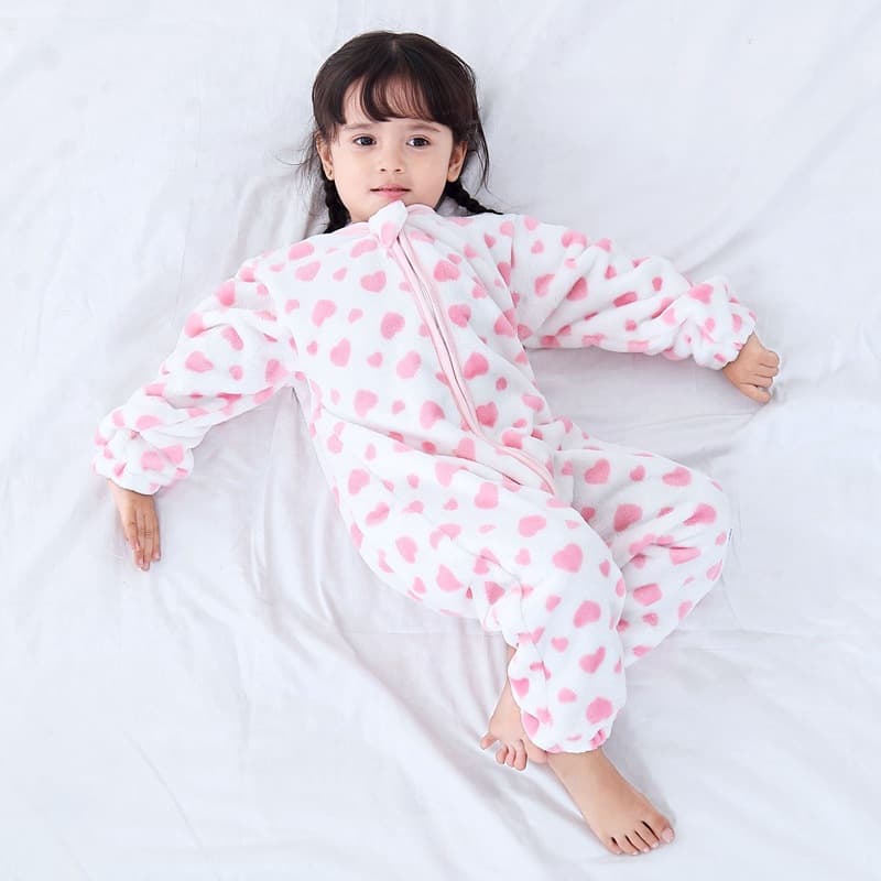 Baby Spring Autumn One-Piece Sleepwear Fleece Baby Leg Split Sleep Bag Children Cartoon Cute Sleepwear Soft Polyester Inner