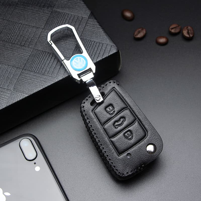 Genuine Leather Key Case Cover for Volkswagen CC Golf 7 Sportsvan B8 Polo Passat Golf