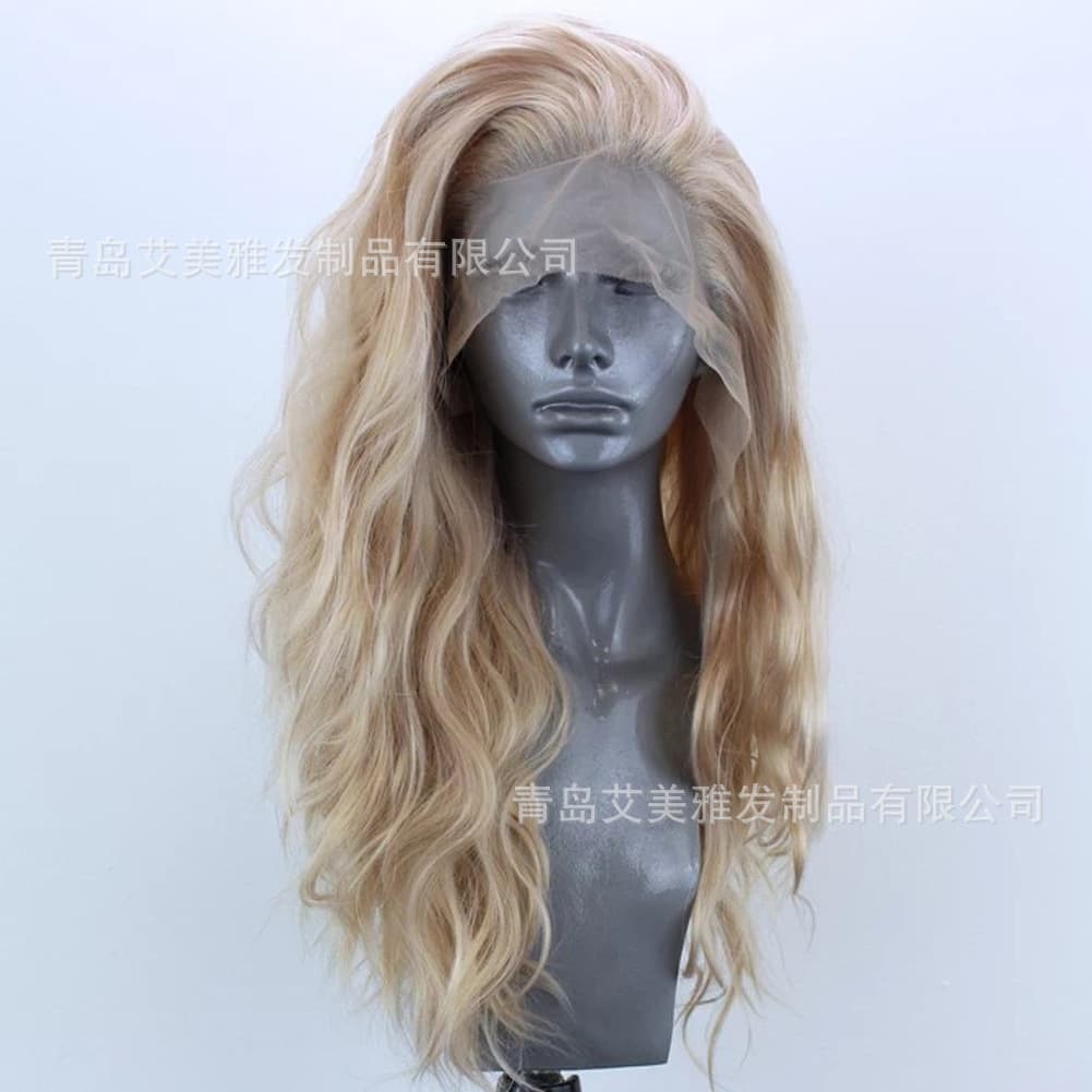 European and American fashion Chemical Fiber wig long curly hair front lace headgear hot sale in large quantity favorably a generation of hair