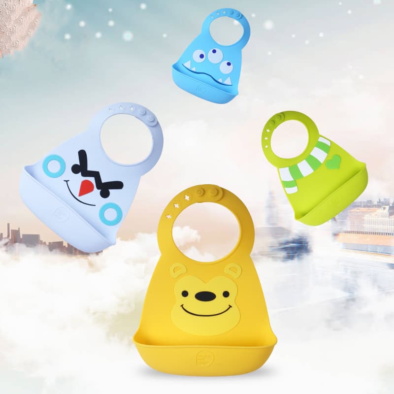 Baby eating bib, silicone three-dimensional eating bib, infant food supplement bib, saliva napkin, food grade no-wash hair replacement