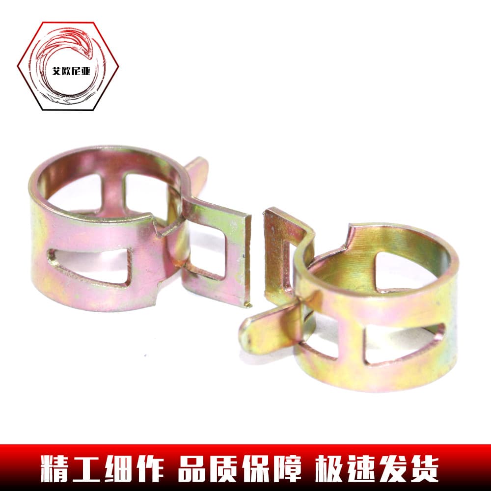 Color Zinc-Plated Elastic Clamp Automotive Oil Pipe Water Pipe Clamp 65 Manganese Hand-Pinch Japanese Style Elastic Hose Clamp Metal Clamp