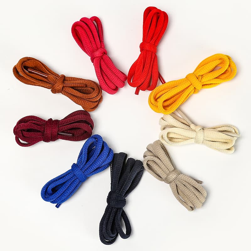 Semi-circle oval 7mm polyester colored flat shoelaces, suitable for flyknit shoes, skate shoes, athletic shoes, yoga rope, waistband string