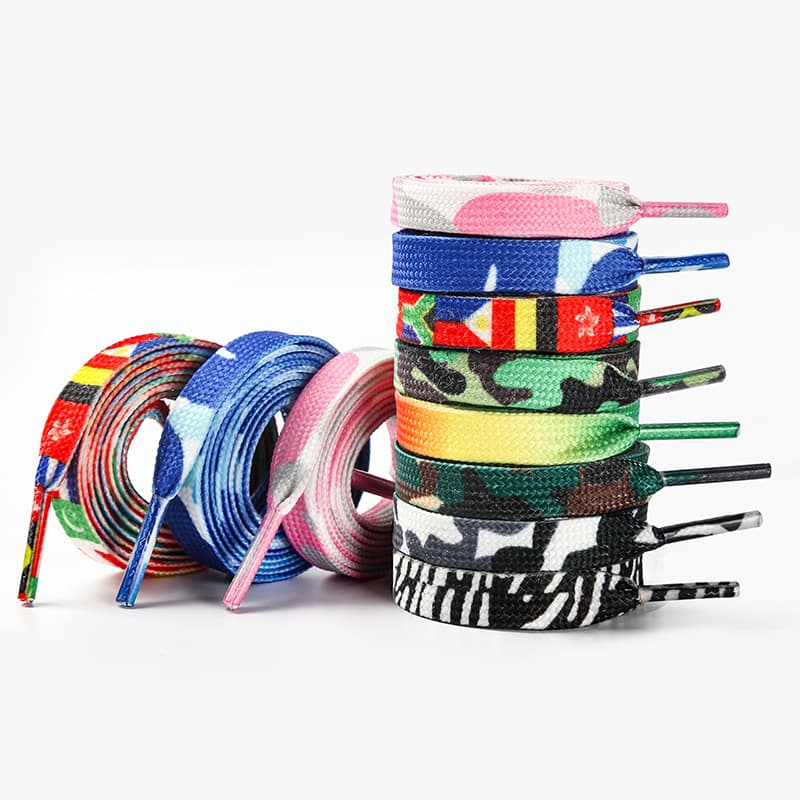 Camouflage Transfer Double Layer Hollow Flat Shoelaces for High Top Board Shoes AJ Mountain Climbing Sports Casual Shoes