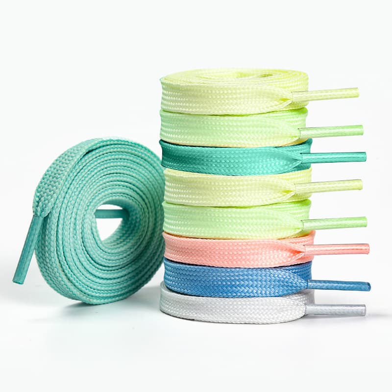 Girly-style luminous reflective 8mm polyester double-layer hollow flat shoelaces suitable for sneakers, white canvas shoes