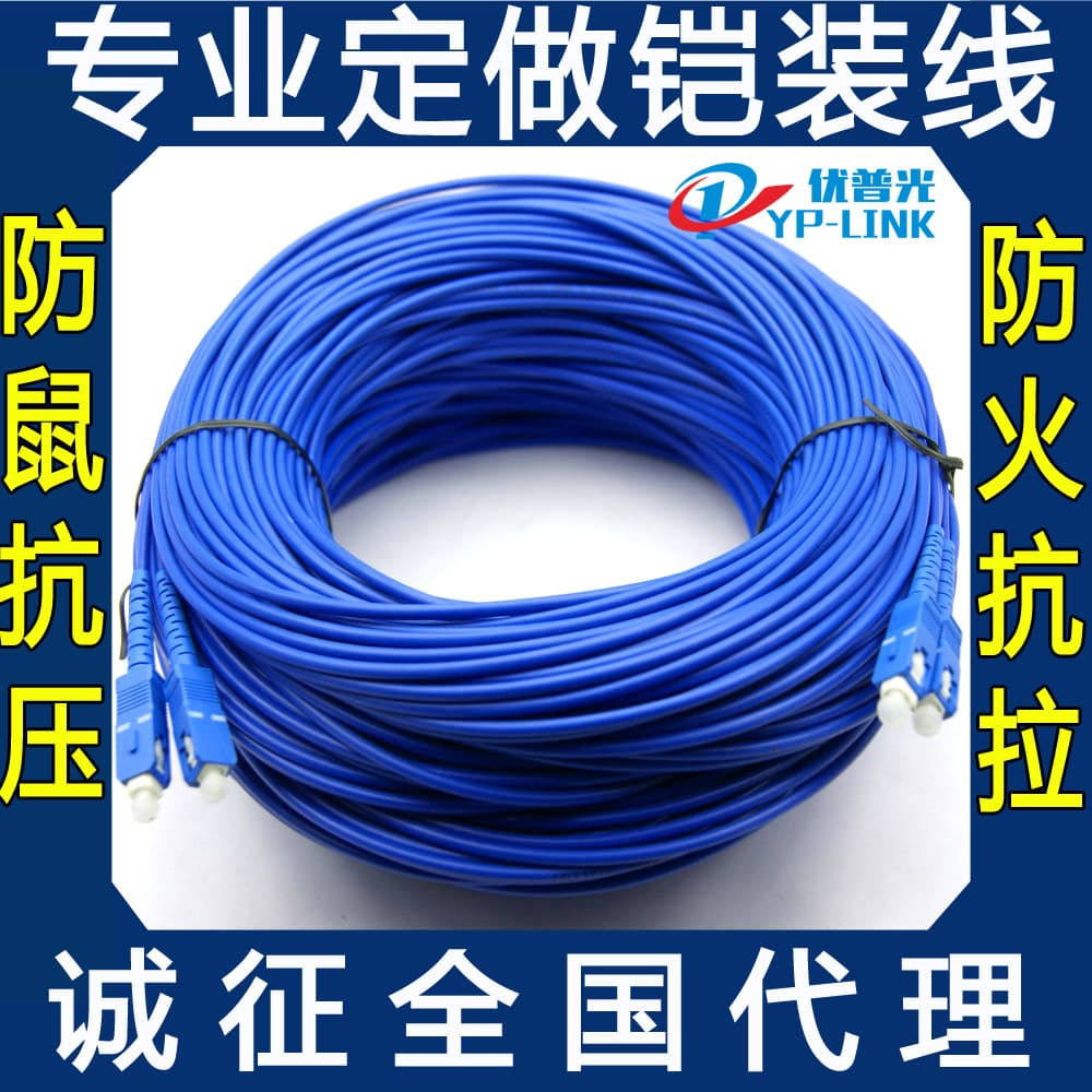 Simplex single-mode armored fiber patch cable FC-LC-SC-ST, duplex steel wire soft armor tail fiber, rodent-proof LC interface