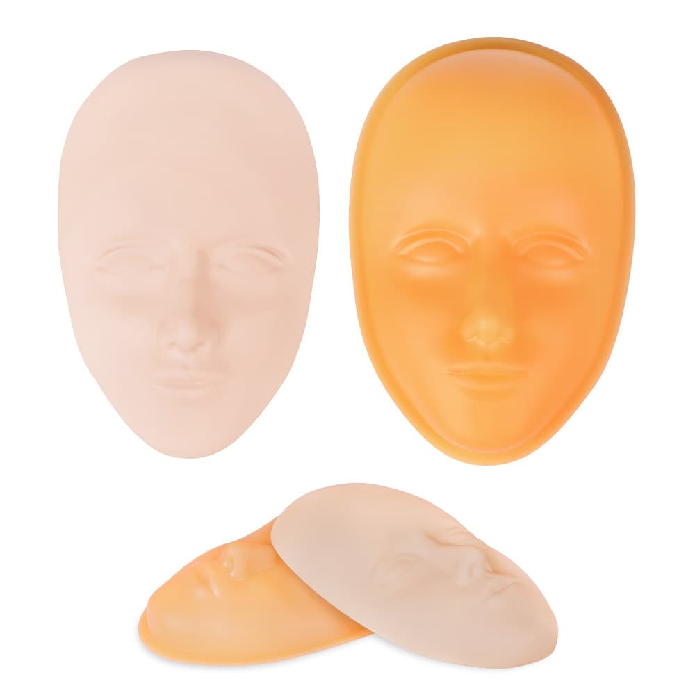 5D Full Face Eyebrow Tattoo Simulation Skin Silicone Fake Leather Lip Makeup Practice Base Face Skin for Tattooing And Embroidery