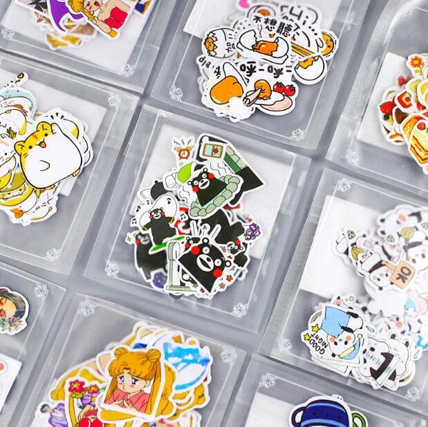 Japanese and Korean Sticker Journal Stickers, LINE Sticker Expressions, Floral Sticker Pack, Cartoon Animal and Food Stickers