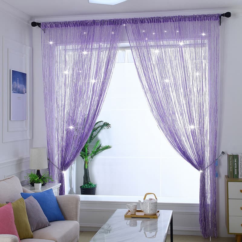 High Quality Tassel Curtain S-Shape Flat Silver Curtain Decorative Hanging Curtain 3x3m Room Divider Curtain Ready-Made