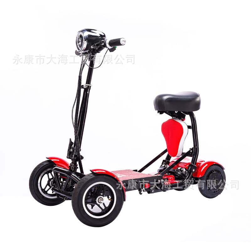 Junling Mini Folding Electric Four-Wheel Scooter for Women, Small Adult Folding Mobility Scooter, Electric Scooter