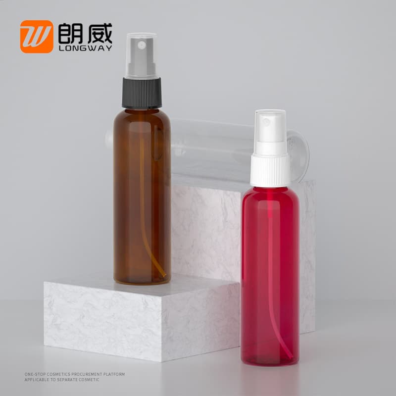 60ml round shoulder spray bottle, spray bottle, push spray bottle, PET plastic bottle, cosmetic dispensing bottle
