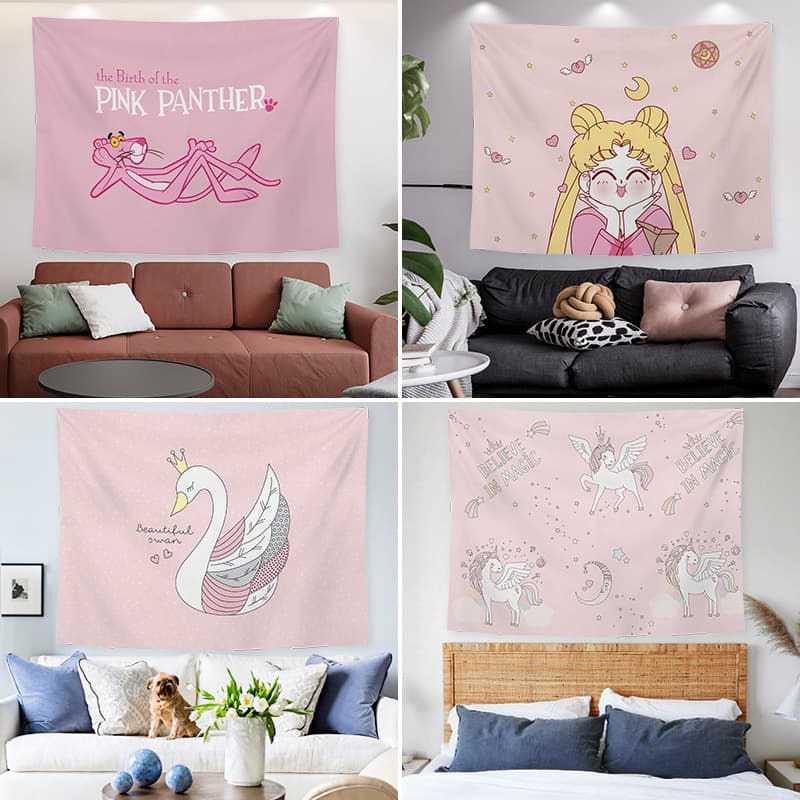 Manufacturer wholesale ins girl heart hanging cloth trendy brand internet celebrity live broadcast background cloth photo background wall fabric bedside cloth