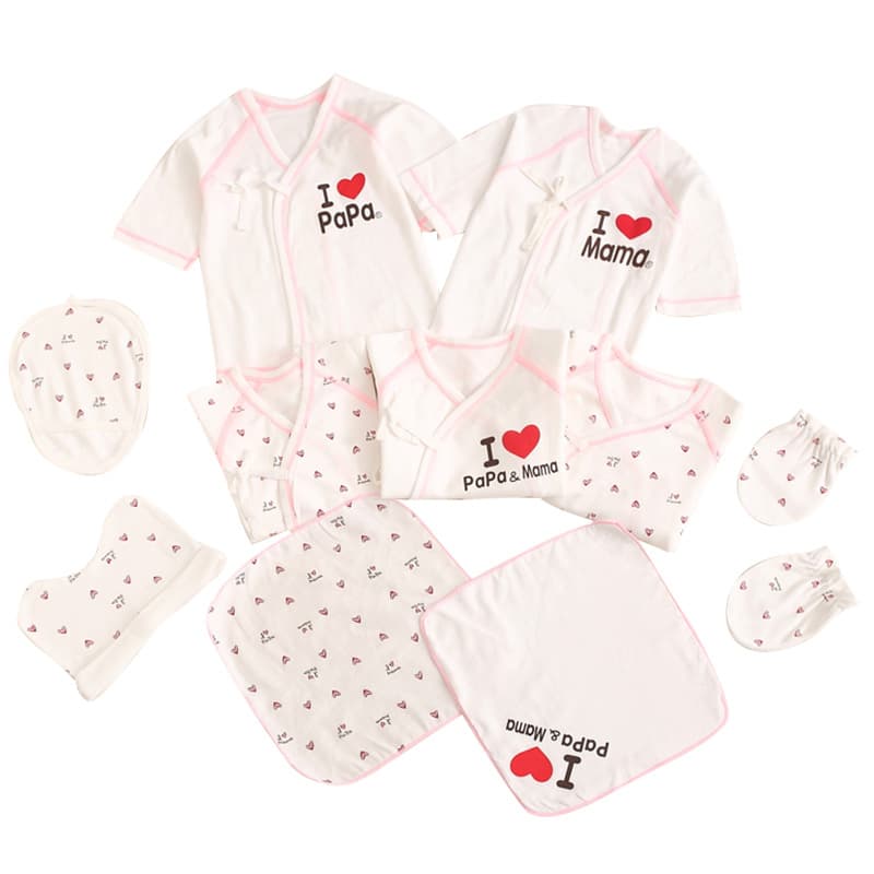 Newborn Baby Romper Long Sleeve 10-Piece Set Papamama Infant Clothing Bag Gift Pack Drop Shipping