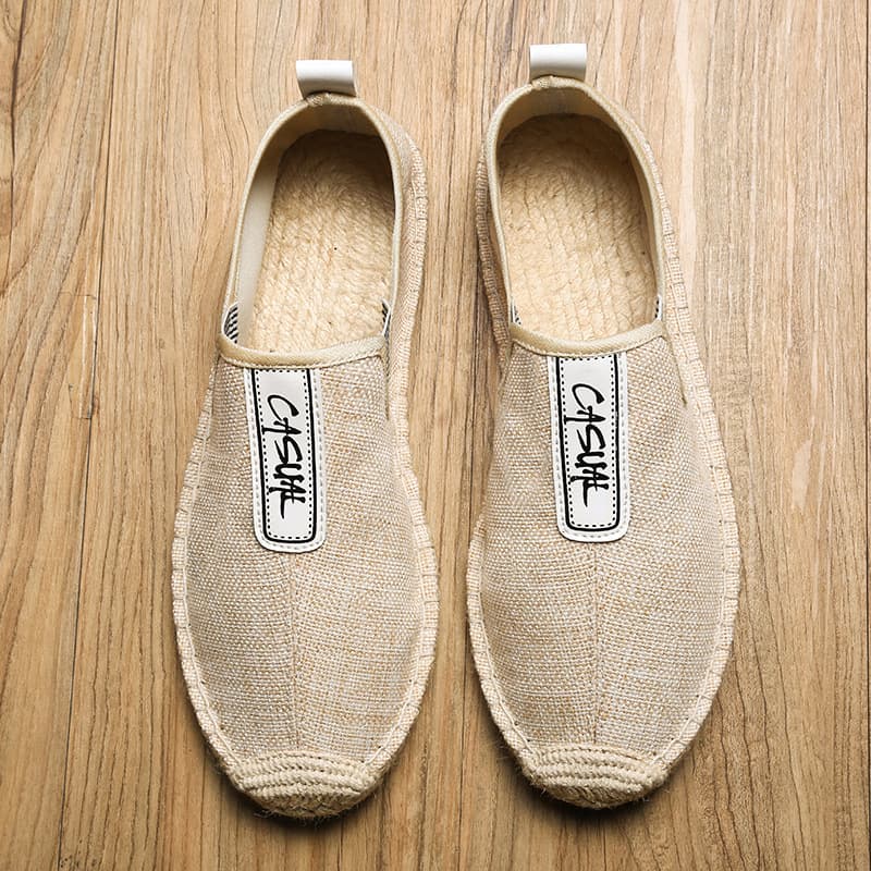 Men's Canvas Slip-On Shoes Summer Casual Wear-Resistant Breathable Lazy Style Linen Woven Fabric Beijing Old Man Shoes