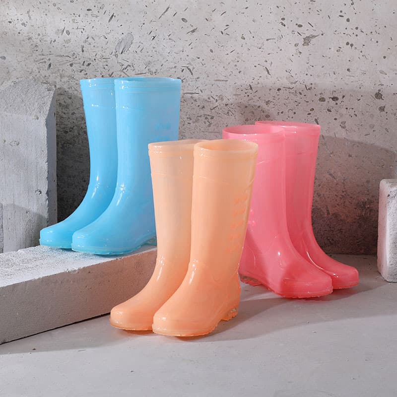 High Rain Boots Women's Fashion Fleece-lined Cotton Overshoes Anti-slip Wear-resistant Waterproof PVC Water Shoes Adult Transparent Rain Boots Wholesale