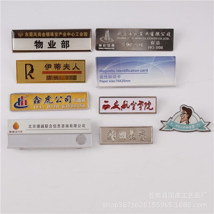 Professional Employee ID Tags, Custom Aluminum Alloy Badges, Stainless Steel Student School Commemorative Pins