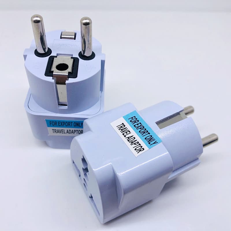 German standard travel plug, EU style for France/South Korea/Russia, raised pin US to EU adapter