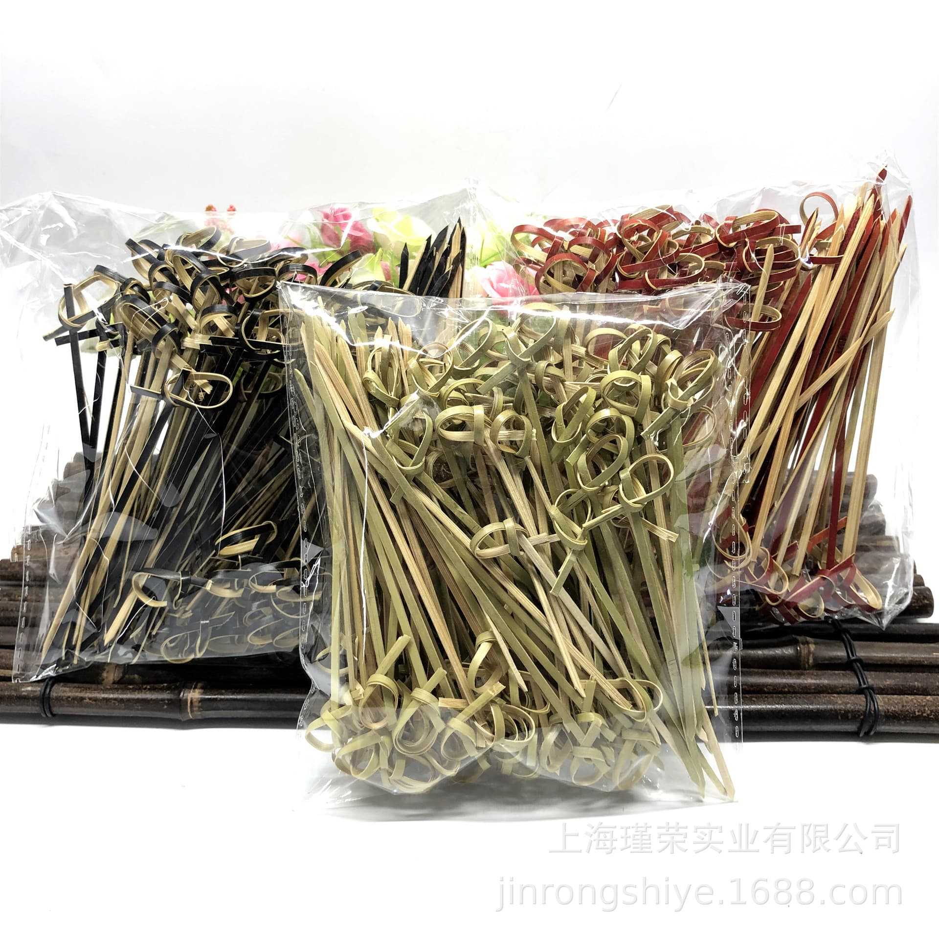 Disposable Fruit Picks with Bow Knots, Ring Skewers, Dessert Sushi Decorations, Bamboo Cocktail Picks, Tied Knot Skewers
