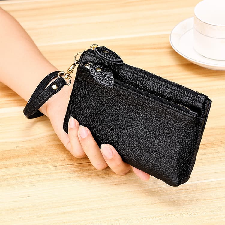 Ladies Wallet Leather Clutch Bag Embossed Floral Design Multiple Card Slots Coin Purse Compact Size Durable Zipper Closure