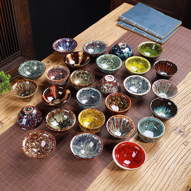 Ceramic kiln-transformed single cup Jianzhan cup Tianmu glaze teacup tea bowl master cup tea bowl large conical hat personal tea tasting cup