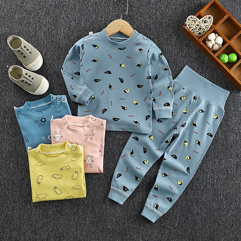 Spring and Autumn Children's High-Waisted Belly Protector Pants Set, Baby Pure Cotton Underwear, Boys and Girls' Autumn Clothes and Trousers, Dropshipping Available