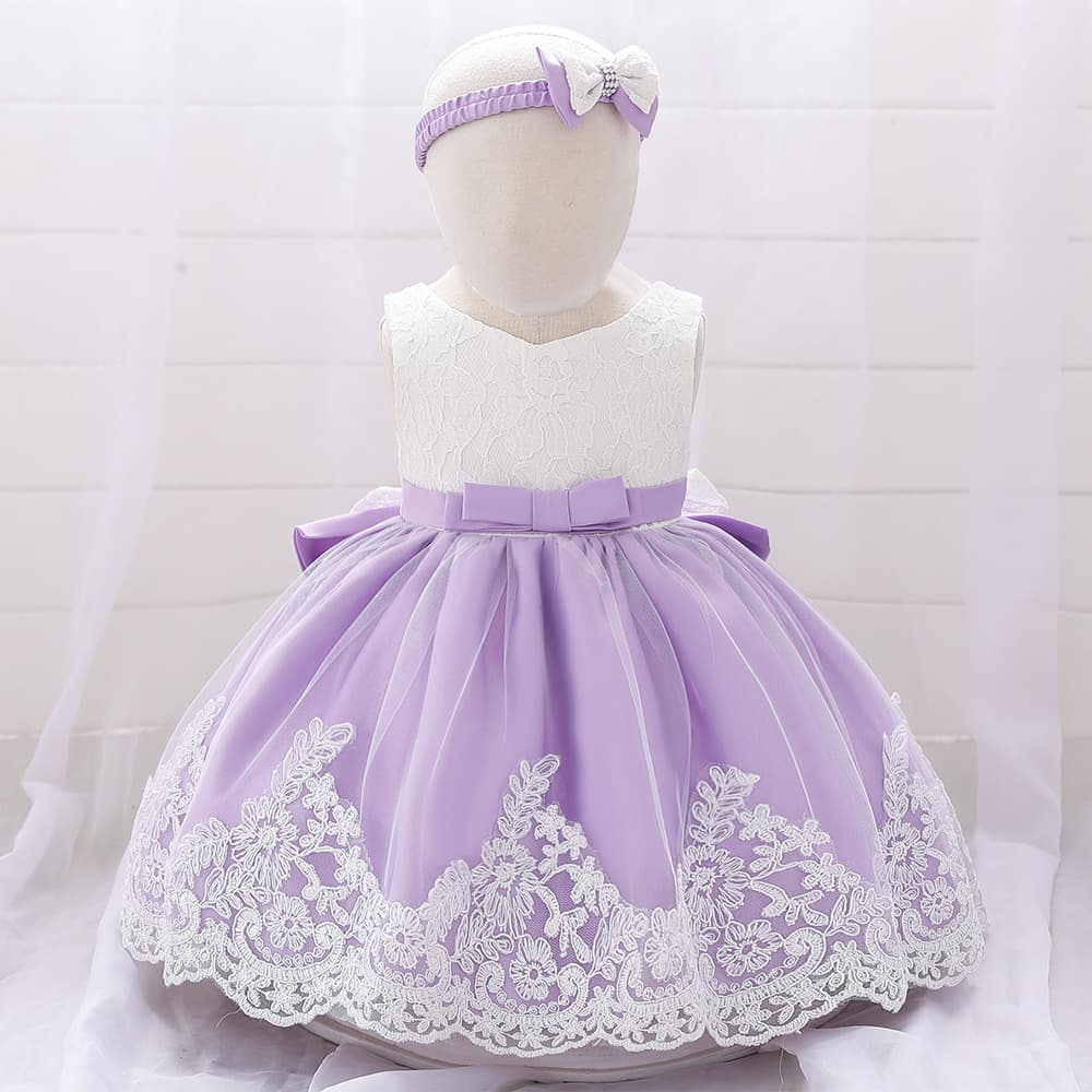 Infant and child one-year-old dress 2026 cross-border new full moon dress for women mesh print with bow baby dress