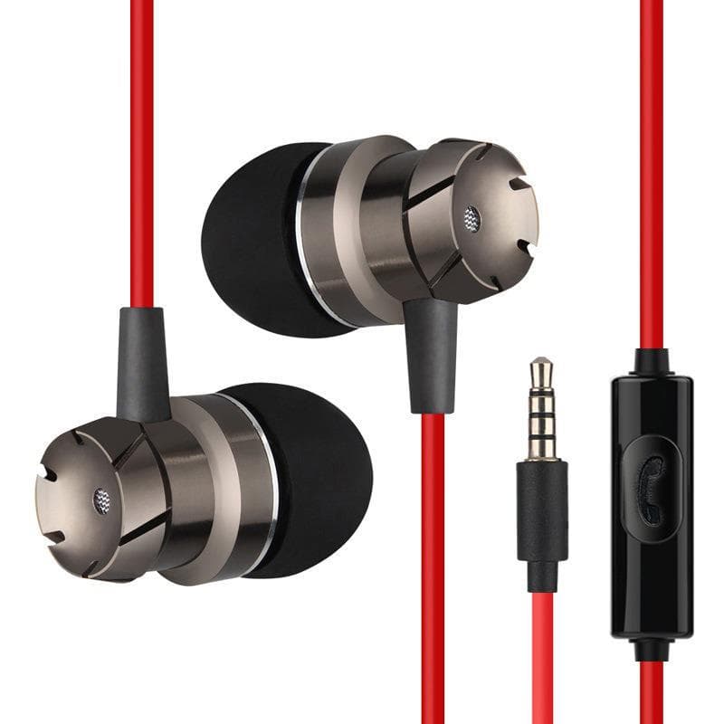 Metal earphones in-ear type turbo bass with mic wire control mobile phone earphones computer MP3 earphones wholesale