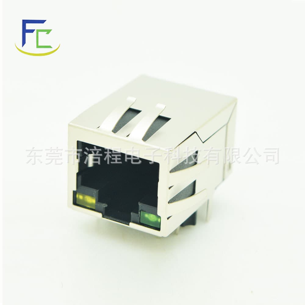 Factory Direct RJ45 1x1 with LED and Filter 100M/1000M RJ45 Network Connector