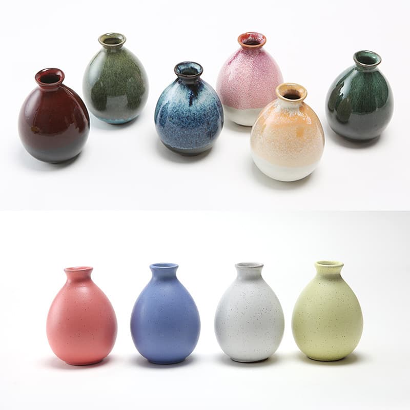 Ceramic Liquor Bottle, Flower and Fruit Wine Baijiu, Half-Jin Small Flask, Japanese Wafu Earthenware Liquor Jar 250ml Antique-Style Empty Bottle