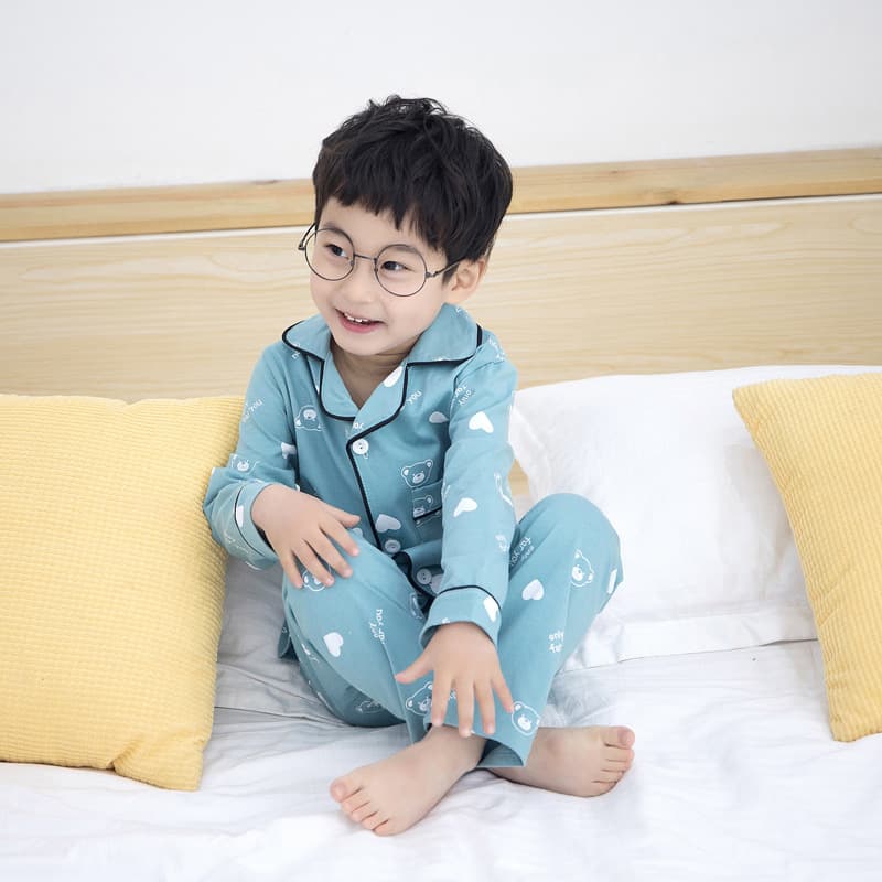 Children's Autumn Homewear Set for Older Kids, Cotton Pajama Two-Piece Set, Breathable for Boys and Girls