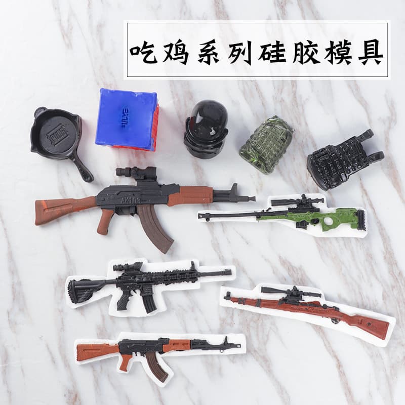 PUBG Equipment Silicone Mold Winner Winner Chicken Dinner Fondant Cake Mold DIY Baking Tool