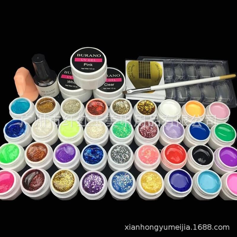 Nail Art Tool Kit Full Set 36 Colors Gel Nail Polish Manicure Top Coat UV Gel