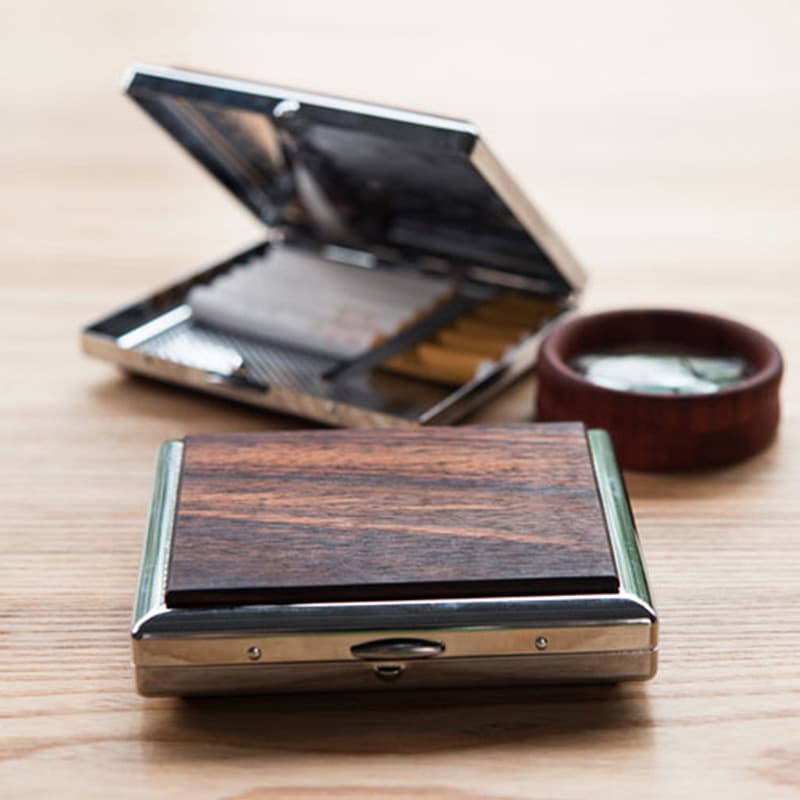 Creative solid wood cigarette box 20-pack portable mahogany cigarette packaging box thin smoke moisture-proof wooden box engraved business gift