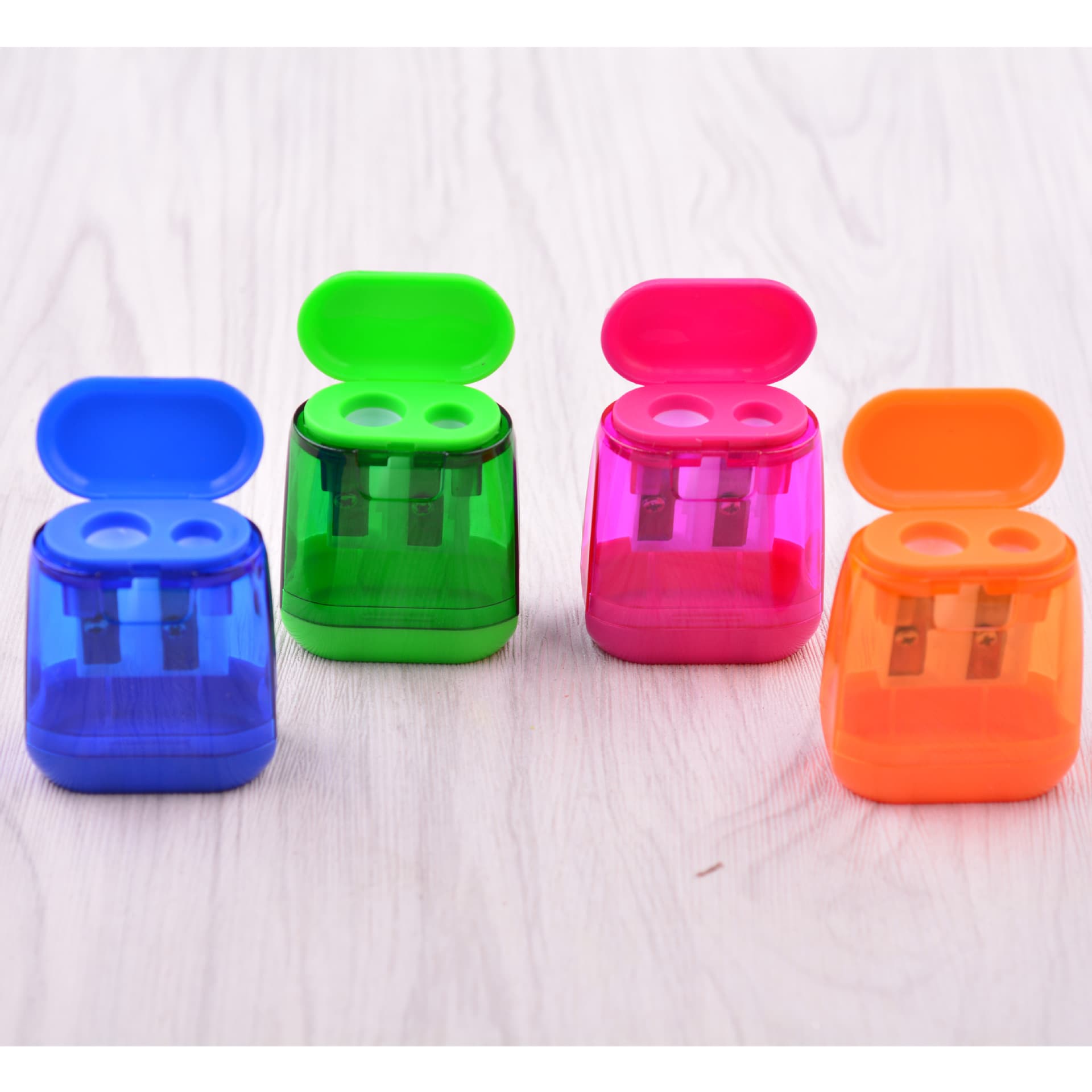 New Dual-hole Plastic Pencil Sharpener Cover Cute Children's Pencil Cutter Cute Grater Customizable Logo