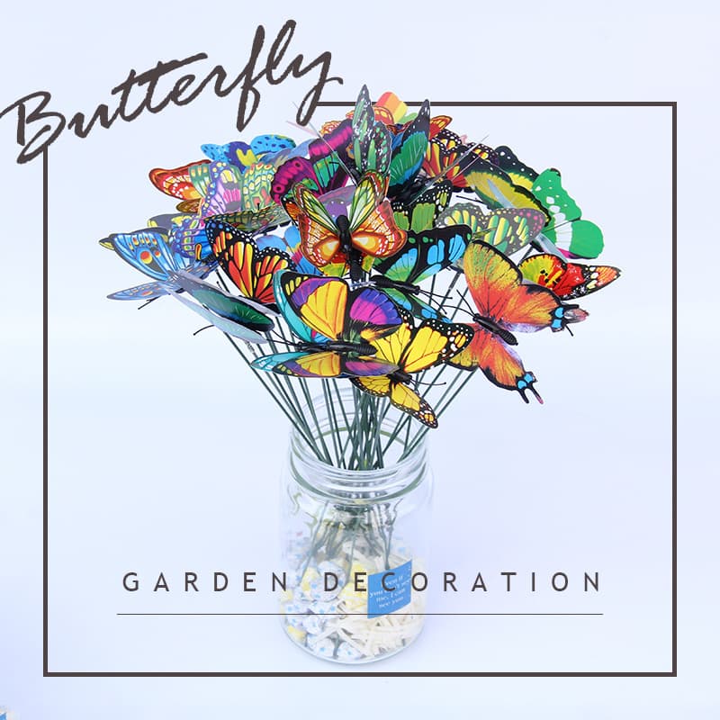 3D PVC Realistic Butterflies for Outdoor Garden Decoration, Creative Gardening Arrangements, Factory Direct Simulation Stick Butterflies