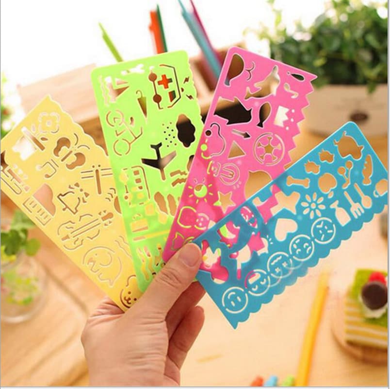 Children's Cartoon Quick Drawing Ruler Template Student Learning Stationery Factory Wholesale Plastic Measurement Tool