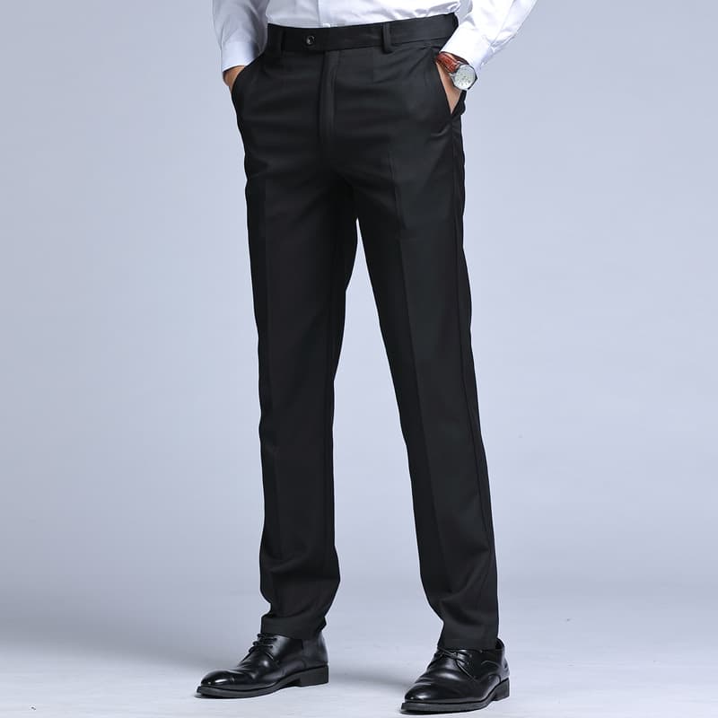 Spring/Autumn Men's Straight-Leg Suit Pants, Business Formal Trousers, Black Slim Fit, Casual Dress Pants for Men
