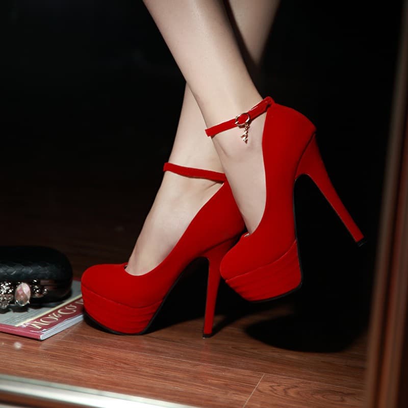 2019 Summer New Fashion European American Suede Round Toe Platform Buckle Sexy Stiletto Heel Women's Flats Banquet